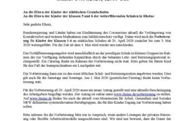 Aktuelle Informationen der Stadt Rheine zur Notbetreuung – auch am Emsland-Gymnasium
