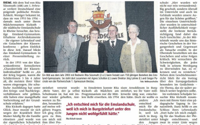 Erinnerungen an Rita Süssmuth (Zeitungsartikel aus der MV vom 10.02.26)