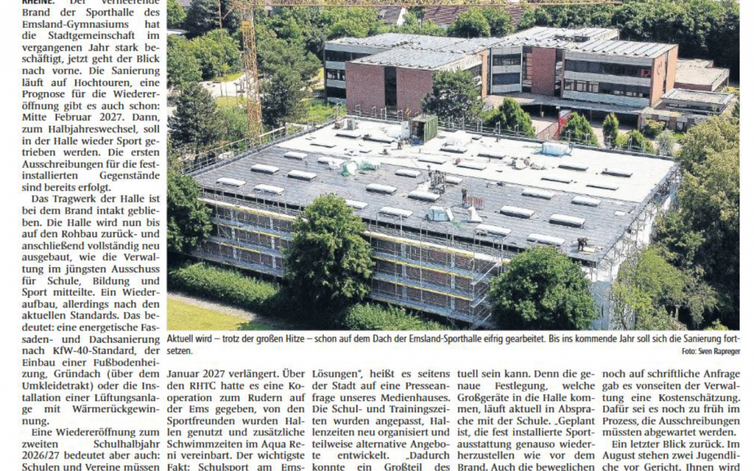Zeitungsartikel über die Sporthalle in der MV (26.06.26)